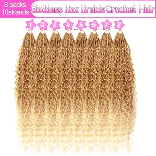 Goddess Boho Box Braids Crochet Hair-8 Packs 24 Inch Crochet Box Braids for Black Women Pre Looped (27/613, 24 Inch (Pack of 8)) - color: 27/613, size: 24 Inch (Pack of 8)