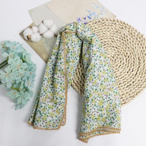 Large Cotton Bandanas for Women, 27 x 27 inch Hair Neck Scarf, Headband Square Scarf - color: Green Yellow in White