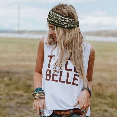 FULZTEY Boho Headbands for Women Vintage Paisley Wide Hairbands Large African Headwrap Elastic Non Slip Workout Sports Head Band Knotted Thick Turban Cotton Bandanas for Hair Accessories 4Pcs - color: Style 118