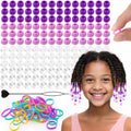 160Pcs 10mm Small Silicone Beads for Hair Braids, Soft Jellyish Pony Hair Beads with 5mm Hole + 50 Rubber Bands and 1 Beader for Braiding, DIY Bracelets Necklaces Crafts (Purple) - color: Purple Mix-160Pcs