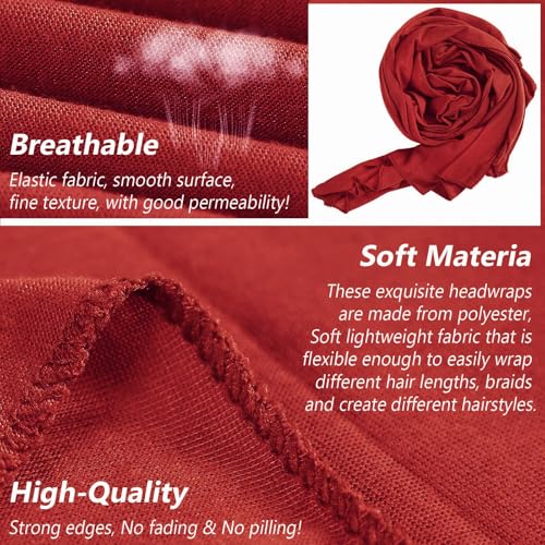 Head Wraps for Black Women African Head Wrap Lightweight for Women Long Plain Turban Hair Scarf Scarves - color: 1 Pc-wine Red