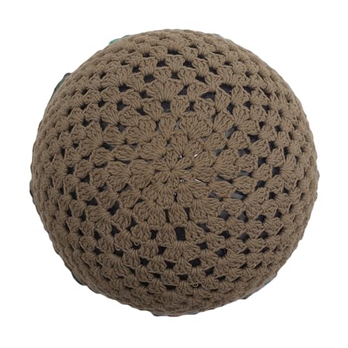 ZLYC Women Cotton Crochet Slouchy Beanie Hat Handmade Knit Summer Skull Cap - color: Colorful Flower Tan