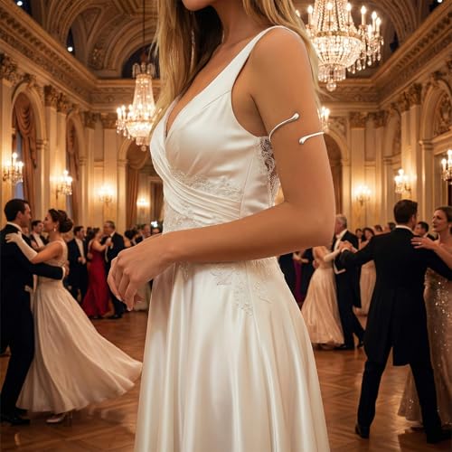 Long tiantian Arm Cuff Gold Bangles Cuff Bracelets Adjustable Upper Arm Jewelry for Women Beach Jewelry Trendy Stuff Gifts - color: Silver Arm Cuff