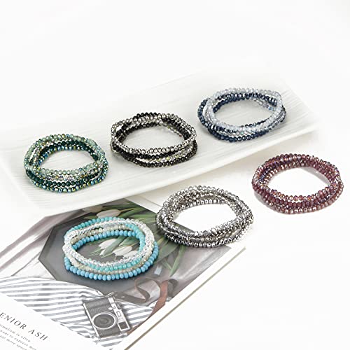 Noessla Beaded Boho Stretch Bracelet Colorful Stackable Crystal Beads Bracelets Trendy Costume Jewelry Mothers Day Gifts for Women - color: Black