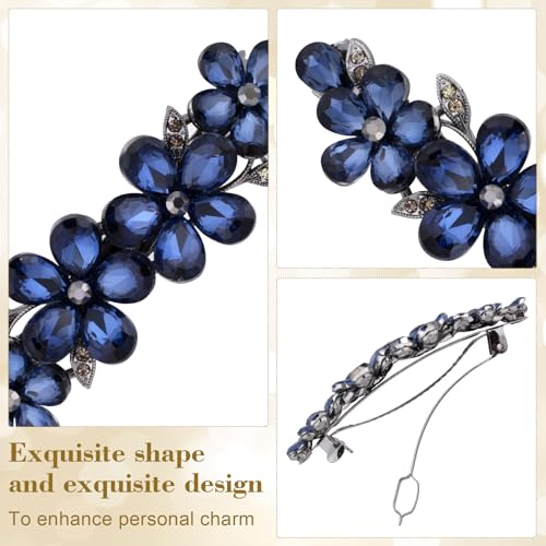 Joez Wonderful Rhinestone Hair Clip Sparkly Crystal Barrettes French Wedding Prom Engagement Pageant First Communion Hair Decorative Accessories for Women Long Hair (Flower Blue, 2 Pcs) - color: Flower Blue