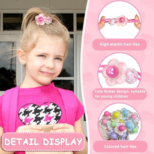 12PCS Ball Charm Hair Ties for Little Girls,Colored Bead Rubber Band Bubble Hair Ties with Balls No Damage Ponytail Holders for Toddler Girls (Pink, Purple, Blue, Rose Red, Light Green,Yellow) - color: Pink, Purple, Blue, Rose Red, Light Green,Yellow