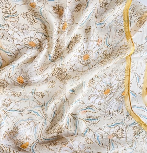 MINIDORA Lightweight Scarves for Women Elegant Floral Pattern Scarf Shawls Sunscreen Head Shawls - color: Style 13-yellow