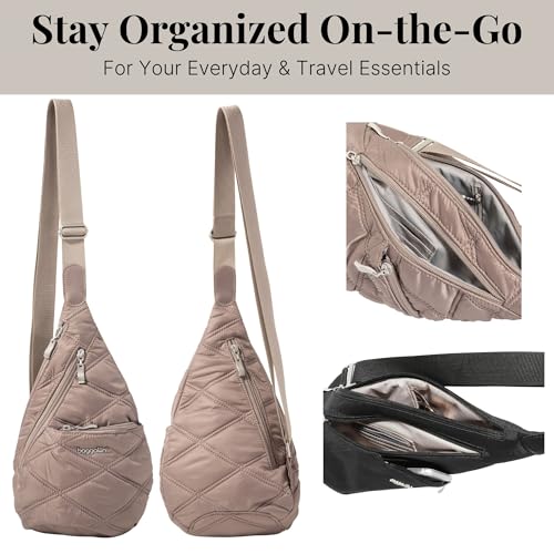 Baggallini Mini Sling - 12x7 Sling Crossbody Bag Backpack with Adjustable Shoulder Strap - color: Moonrock Quilt