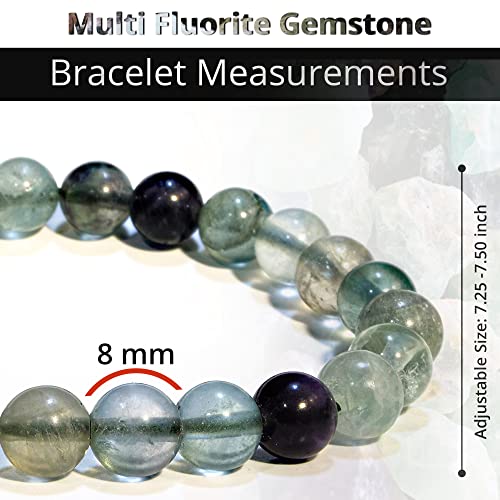 ANAYA AGATE Healing Crystal Bracelet for Women and Men – 8mm Round Beaded Bracelet for Men and Women – Unisex Stretchy Gemstone Bracelet for Healing and Protection - color: Rainbow Fluorite