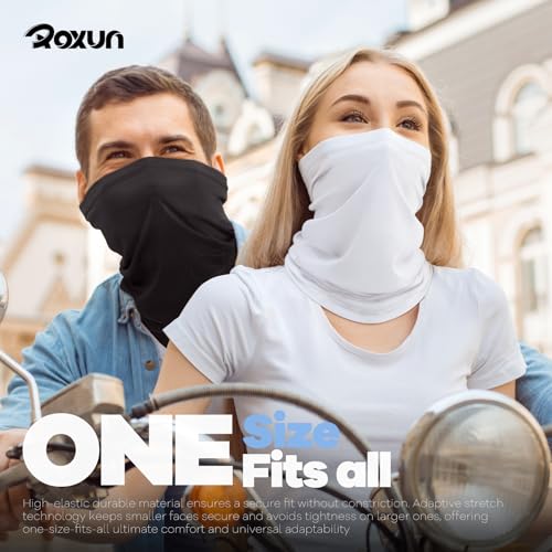 ROXUN 4 Pack Neck Gaiter, Cooling Breathable Face Mask UV Protection Scarf Hiking Bandana for Men/Women - color: 2 Black+2 White