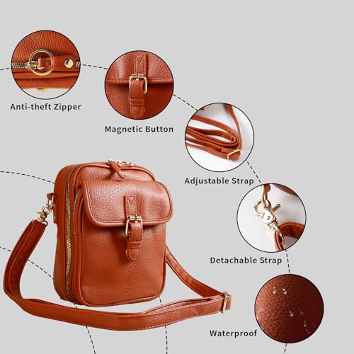 Leather Crossbody Bag for Women,Anti-Theft Messenger Bag with Large Capacity,Built-in Purse Card Slots Shoulder Sling Bag - color: Dark Green