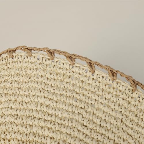 Women Straw Sun Hat Summer Beach Hats Foldable Floppy Cap Wide Brim Bucket Hat Solid Handmade Sun Protection Caps - color: Dot-beige