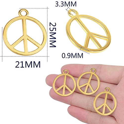 BronaGrand Sign Pendant Charms Alloy Peace Symbol Charms Peace Sign Beads Pendants Jewelry Charms Craft Supplies for DIY Necklace Bracelet Jewelry Making Accessory - color: Golden