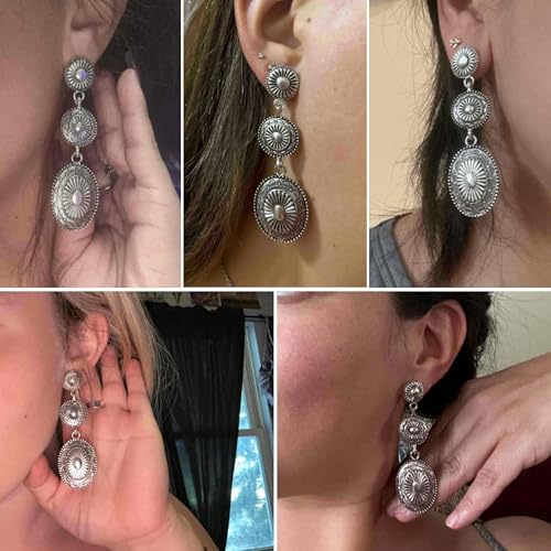 Boho Earrings for Women Trendy Gold Dangle Earrings Vintage Bohemian Indian Country Jewelry Gifts Boho Dress Chic Clothing - color: B1:silver western earrings