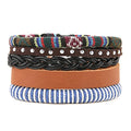 HZMAN Wrap Bracelets Men Women, Hemp Cords Wood Beads Ethnic Tribal Bracelets, Leather Wristbands - style: Blue Hemp Rope