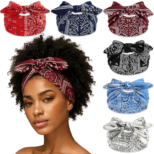 6 Pack Bow Headbands for Women Boho Wide Head Bands for Women's Hair Elastic Non-Slip Hair Bands Soft Headwraps Workout Yoga Turban Hair Accessories - color: Bow Headband