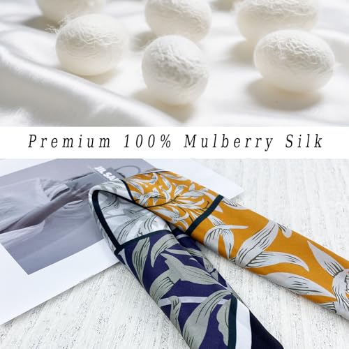Women's Small 21 inch 100% Silk Scarf Bandana for Head Neck Hair | 100% Mulberry Silk Lightweight Designs Gift-Ready Packaging For Hair Fashion 21"x21" Printed - color: 207nacy Orange