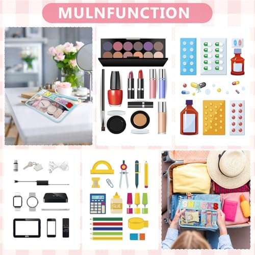 Clear Snack Bag for Travel, Chenille Letter Clear Zipper Snacks Pouch Nylon Cosmetic Bag Makeup Travel Bag for Women - color: Blue
