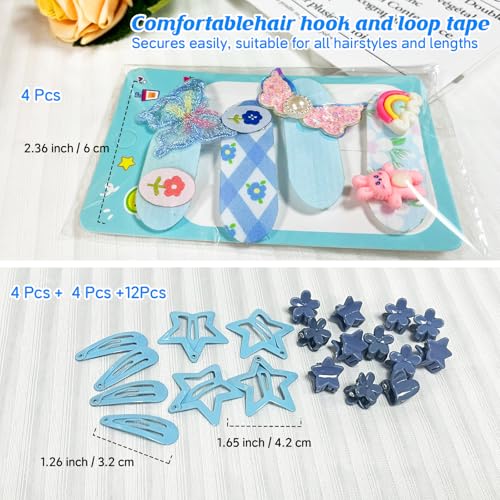 400 Pcs Baby Girls Hair Accessories Set,Baby Girls Hair Ties,Flower Bows Rubber Bands,Hair-friendly Hair Clip,Soft Elastic Hair Bands,Claw Clip(Blue) - color: Blue