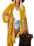 Breezy Lane Kimonos for Women Swimsuit Coverups Beach Cover Up Swimwear Cardigan Summer - color: A Mustard Print