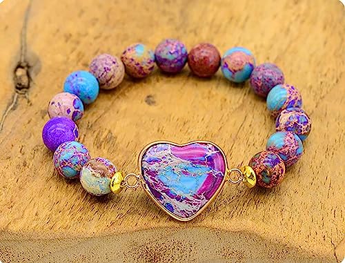 Women Wrap Bracelet Boho Natural Jasper Crystal Stone Beads Strand Bracelets - color: Imperial Jasper