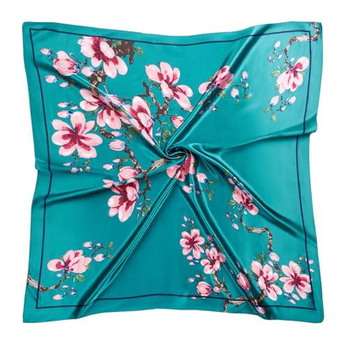 QIUTIMIY 35"x35" Like Silk Head Scarf for Women Satin Feel Large Square Scarf for Hair Wrapping and Sleeping Fashion Bandana - color: (90cm)square Scarf 12