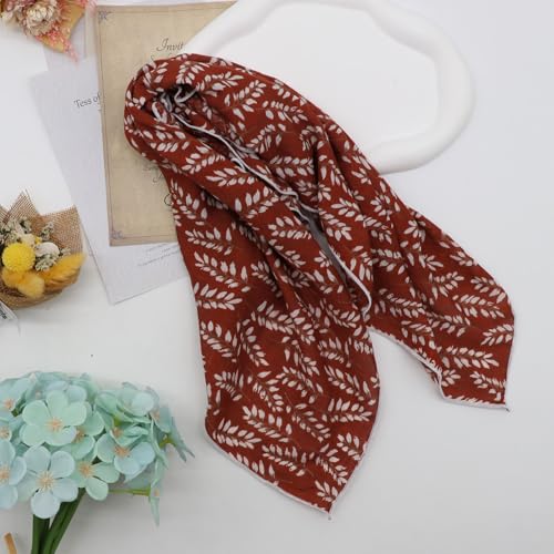 Bandanas for Women Men 21"x21" Floral Headband Scarf Versatile Hair Bandana Square Head Scarf - color: Terracotta Floral
