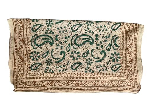 Green Paisley Bandana | Handblock Printed Cotton Bandana for Men & Women | Paisley Motif | Traditional Indian Print | Soft & Breathable Neck Scarf