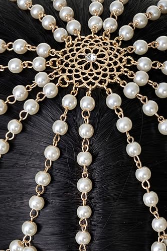 BABEYOND 1920s Crystal Cap Headpiece Rhinestone Head Chain Roaring 20s Great Gatsby Hair Accessories for Art Deco Party (Gold) - color: Gold