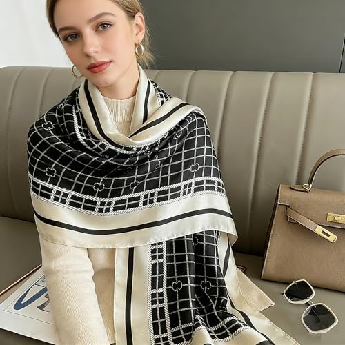 Silk Scarf Mulberry Silk Fashion Scarves Long Lightweight Shawl Wrap … - color: W04