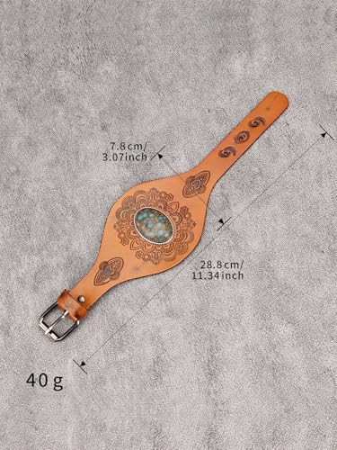 GelConnie Punk Leather Cuff Bracelet Adjustable Straps Wrap Bracelets Arm Armor Cuff Gothic Leather Wristbands for Men, Women - color: MLPB107-Brown