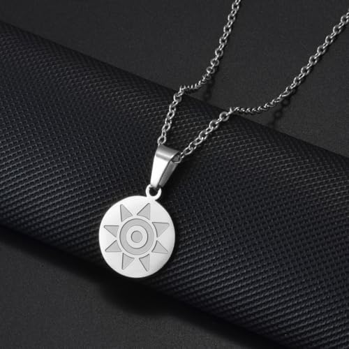 Pintadera Canaria Spain Traditional Ethnic Symbols Pendant Necklaces For Woman Jewelry - color: Silver Color 4
