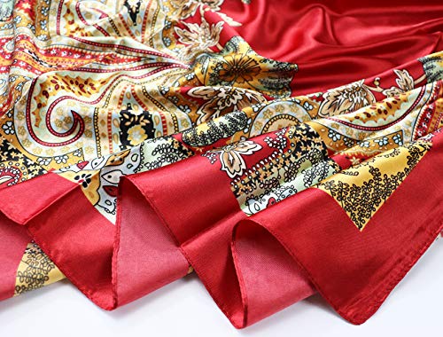 vabovin Satin Head Scarf for Women Silk Like Hair Scarf, 35 x 35 in | Silk Feel Fabric, Hair Wrap for Sleeping, Headscarf and Neck Scarf, Square Bandana Style, Fashion Accessory - color: 019 Red Cashew