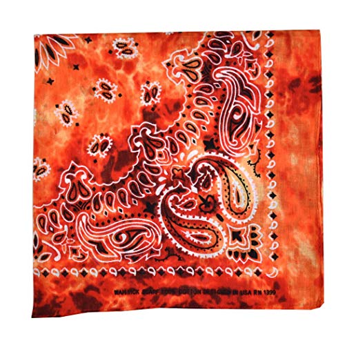 NYFASHION101 Unisex Double Sided Print Paisley Cotton Bandana Head Wrap Scarf - color: Orange Tie Dye