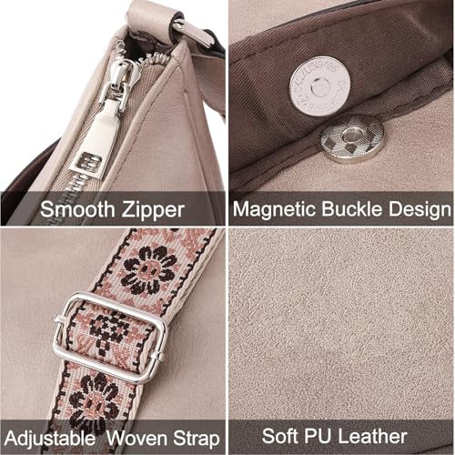 WJCD Women Crossbody Handbags Vegan Leather Shoulder Bag with Adjustable Strap - color: Grey