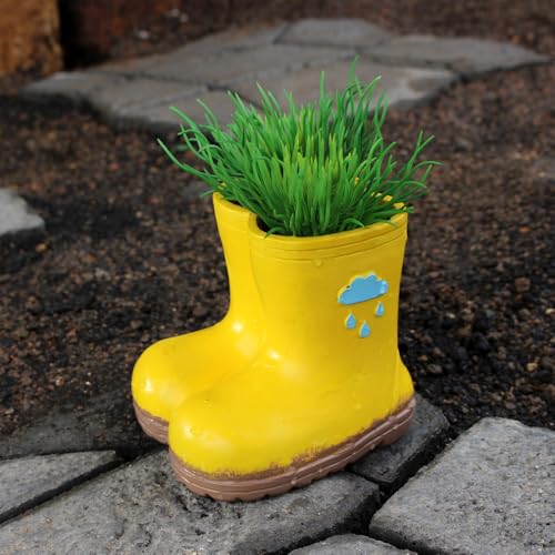Yellow Rain Boot Flower Pot Garden Planter Succulent Planter Resin Cute Boots Planter Pot Decorative Succulent Planter Pot with Drainage Hole Boots Flower Vase Gift - color: Design-2