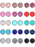 Boao 15 Pairs Druzy Stud Bulk Earrings Set Stainless Steel Round Post Earrings Bohemian Pierced Jewelry for Women - size: 6.0 Millimeters