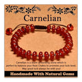 468Handmade Adjustable Natural Gemstone Crystal Bracelet Healing Power Energy Inspirational Gifts with Card for Unisex - color: 09-Carnelian(Luck), size: 5x8mm