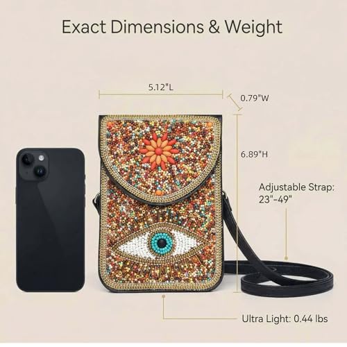 Small Crossbody Bags for Women Designer Cell Phone Bag Boho Shoulder Wallet Purse - color: Colorful