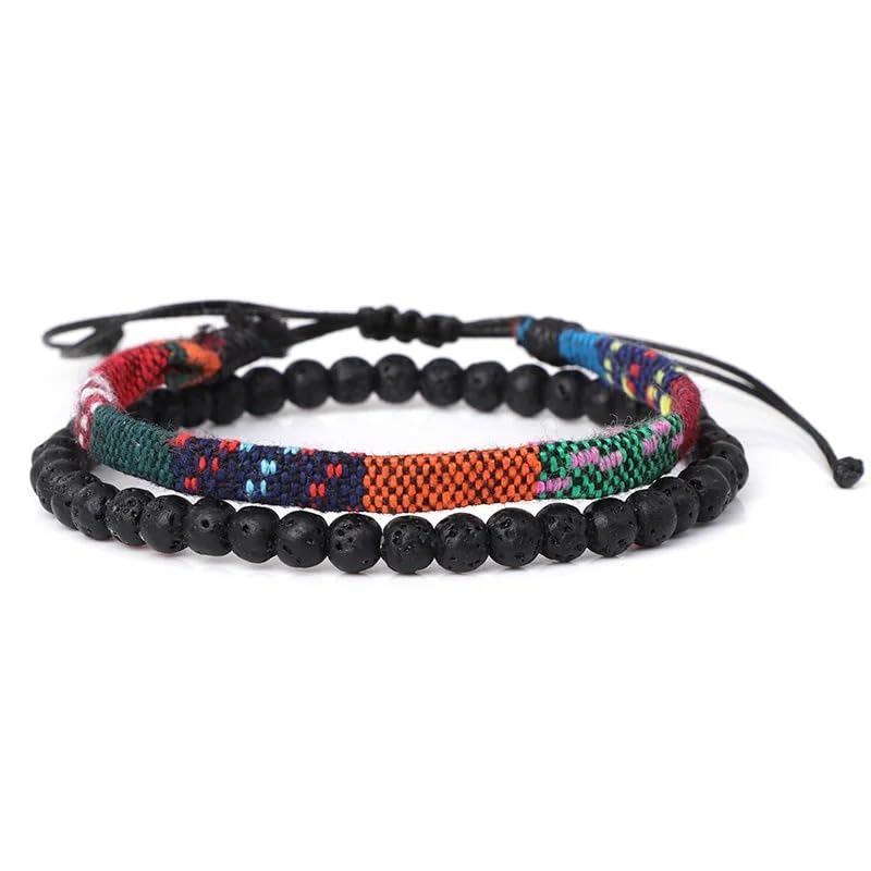 Hippie Necklaces For Women Men, Boho Woven Rope String Bracelets Handmade, Adjustable Braided Long Rope Charm Pendant, Peace Sign Bohemian Couple Bracelets Jewelry Keychain - color: hippie bracelets 627