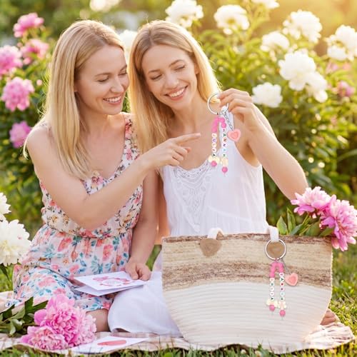 Landical 564 Pcs Bow Heart Keychain Making Kit DIY Name Bead Key Chain Craft Adjustable Letter Beads String Pastel Alphabet Jewelry Backpack Accessories Back to School Gift Favor(Pastel Color) - color: Candy Color, style: Bow Heart