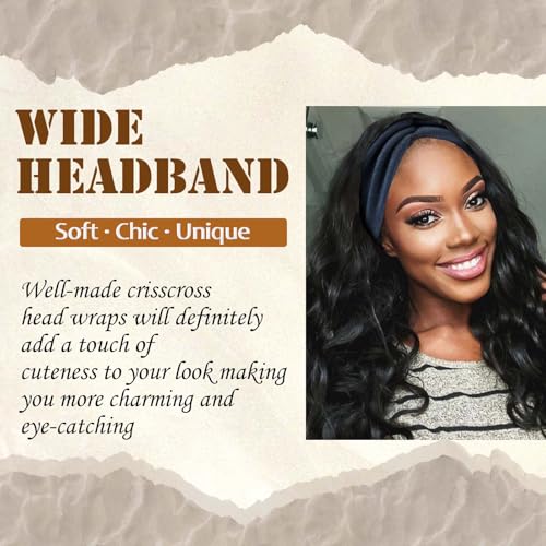 4 Pack Bandana Headbands for Women Large Turban Head Wraps Wide Headband Twist Knot Head Band Scarf Criss Cross Cute Hairband Workout Hair Wrap Fashion Turban Headband for Women’s Hair - color: Style 116