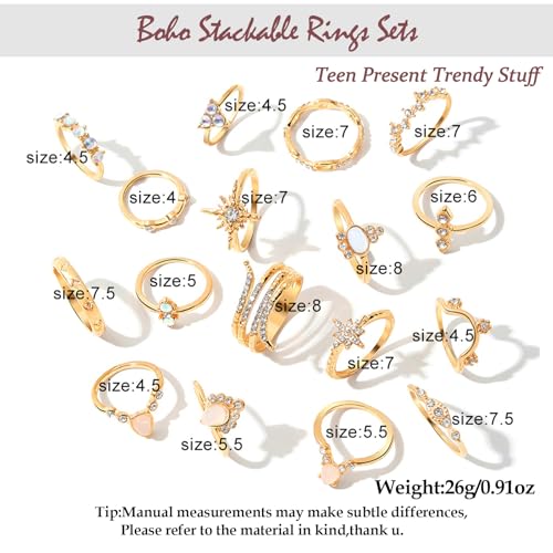Boho Stackable Rings for Women Trendy Knuckle Joint Finger Knuckle Nail Ring Sets Simple Star Moon Stack Preppy Statement Rings Cute Stuff - style: I-9