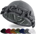 Ababalaya Adjustable Satin Lined Halo Turban Durag for Men &Women Twisted Tassel Head Wraps - color: Grey