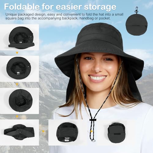 Water-Resistant Sun UPF 50+ Bucket Hat Protection Packable Brimmed Boonie for Women Men Summer Lightweight Hiking Outdoor Cap - color: Grey2