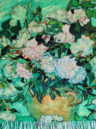VENVSBEE Reversible Scarf Soft Large Shawl Wrap Blanket Double Sided Art Print Warm Pashmina Stoles Klimt Van Gogh Gifts - color: Art 35