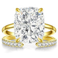 AVECON 3CT/5CT Elongated Cushion Cut Engagement Ring Set for Women, Wedding Promise Cubic Zirconia Band, 14K Gold/White Gold Plated Stackable Adjustable Bridal Half Eternity Open Rings, Size 5-9 - color: Gold-5CT