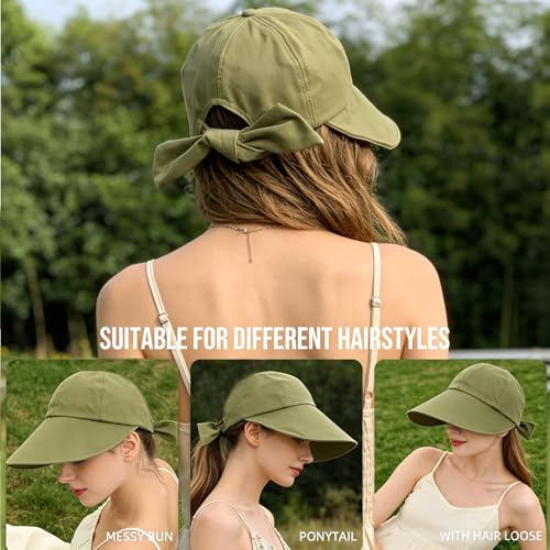 Women Wide Brim Sun Hat Adjustable Packable Beach UV Protection Gardening Hats - color: Green