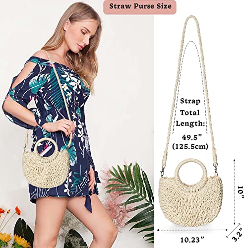 Dailyacc Straw Shoulder Bag For Women Woven Purse Beach Envelope Clutch Straws Wallet | Straw - color: Tote Bag - Beign