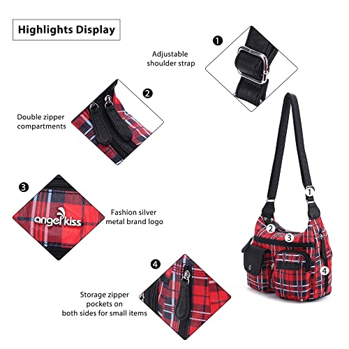 Angel Kiss Crossbody Bags for Women, Ladies Shoulder Handbags and Purses Medium Faux Leather Pocketbooks | Ladies - color: 1red/Black